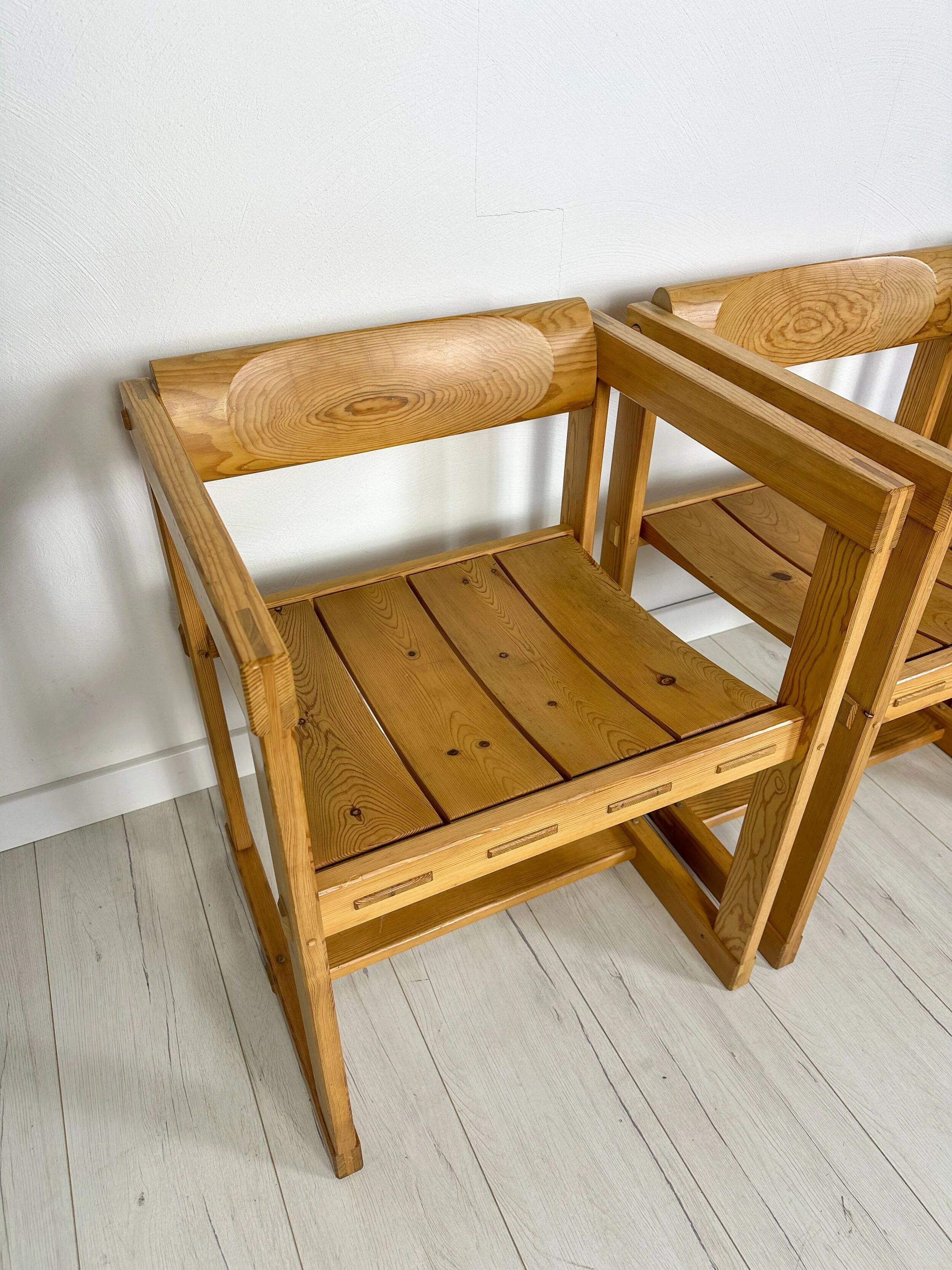 1960s Set of 4 Vintage Pine Model 313 Trybo Dining Chairs by Edvin Helseth