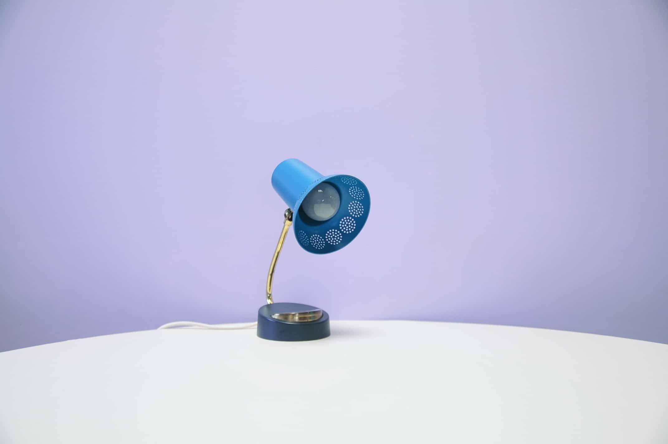 Turquoise metal table lamp Mathieu Mategot