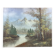 Oil on canvas, Refuge in the valley, lake landscape mountain lake
