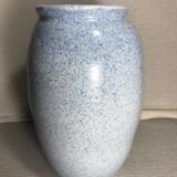 Vase céramique signé jb bleu & blanc style marbre vintage