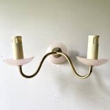 Pair of double pink glass wall lights