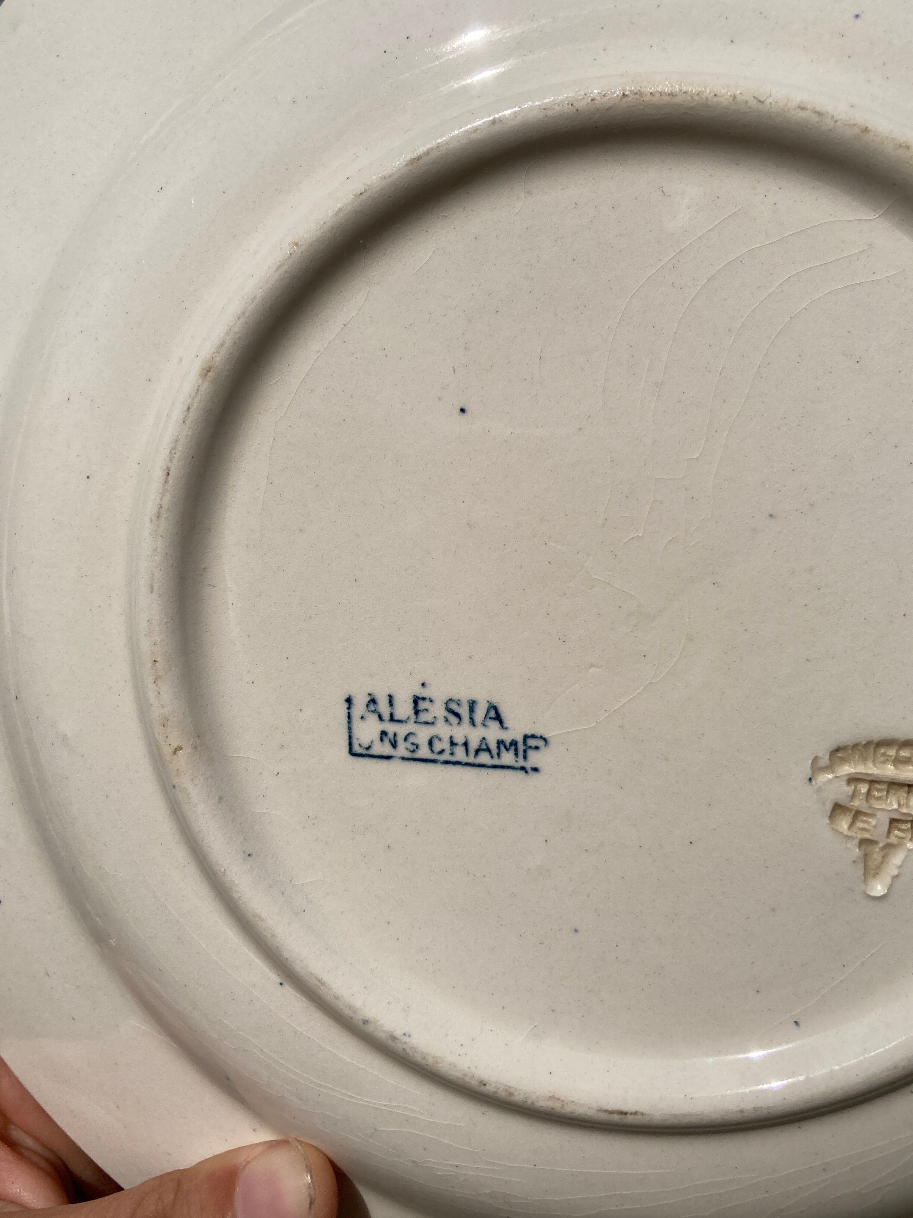 Set of 8 flat plates iron earth model Longchamp Alésia