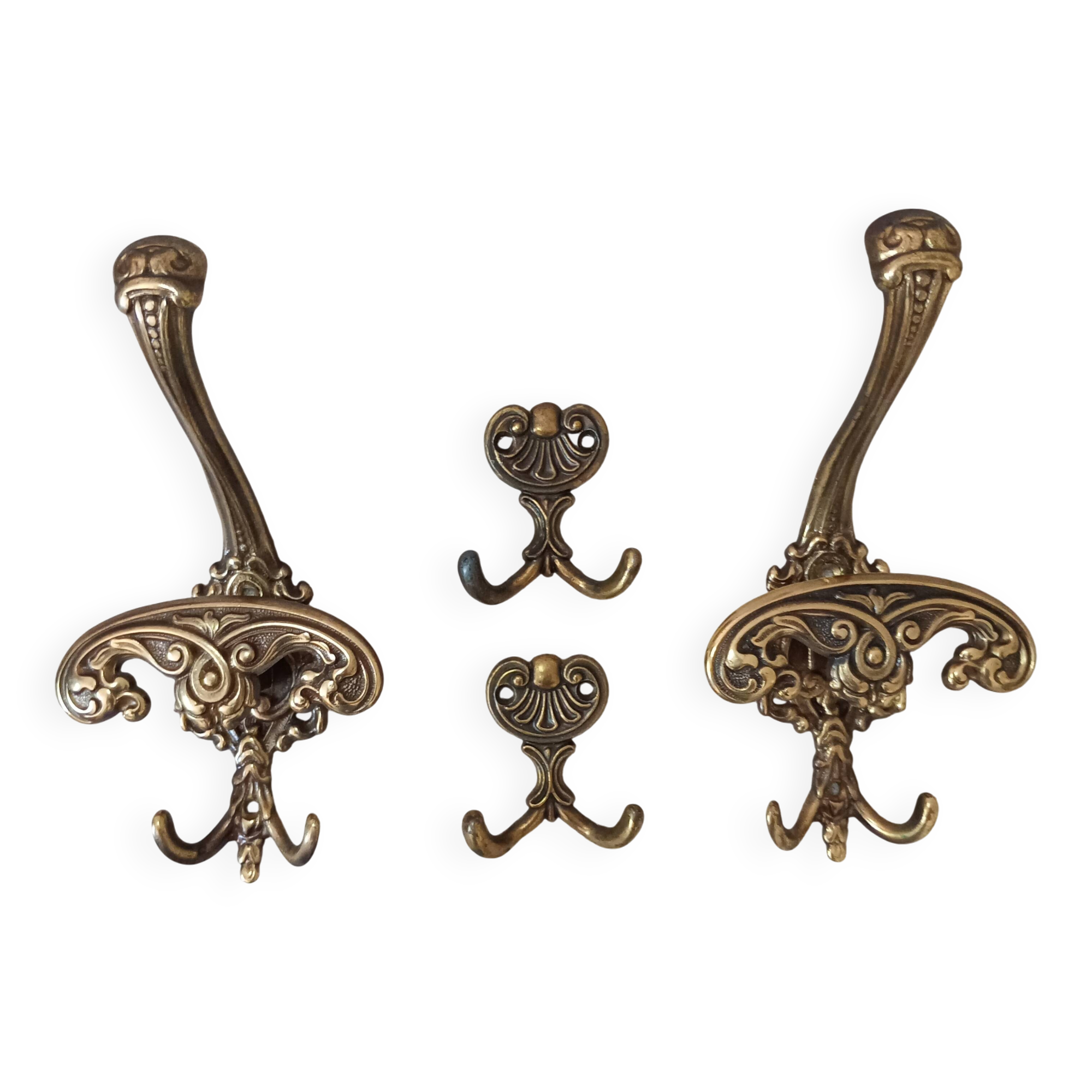 4 antique patented bronze coat hooks – Napoleon III rococo style