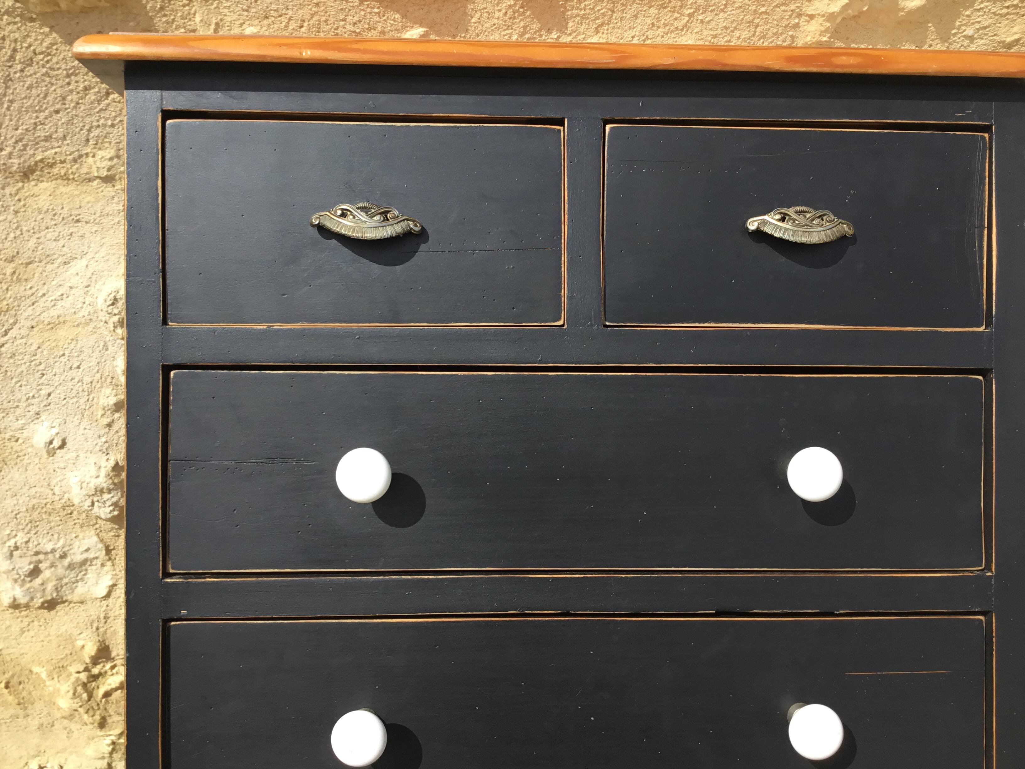 Chiffonier from the 1980s in black patinated fir
