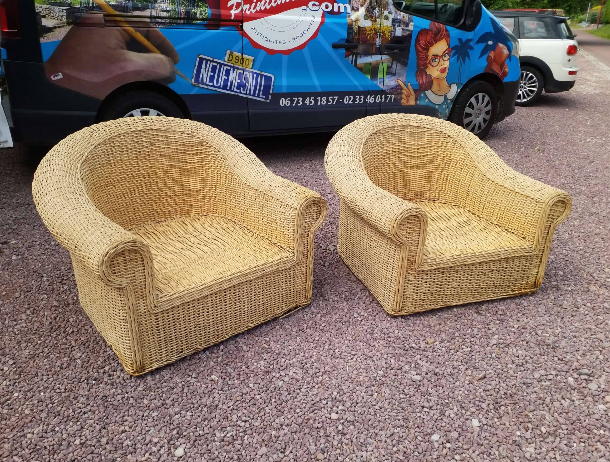Rattan armchairs