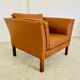 Mid-century vintage Scandinavian leather lounge chair in cognac leather