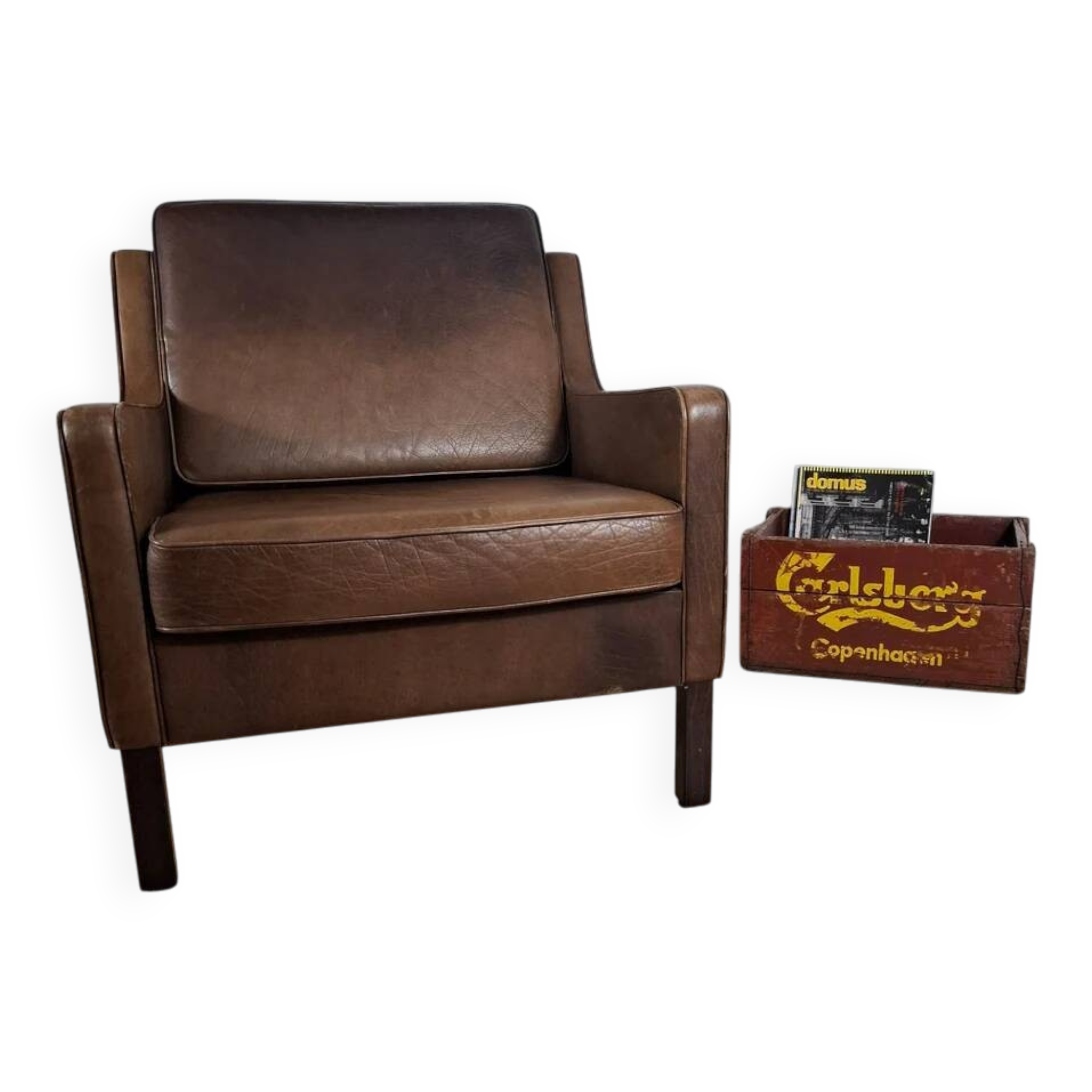 Vintage leather armchair – Mogensen style, 1960s