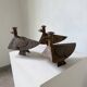 Series of three brutalist Folk Art candle holders