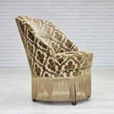 1950s, Danish easy chair, furniture velour, ash wood legs.