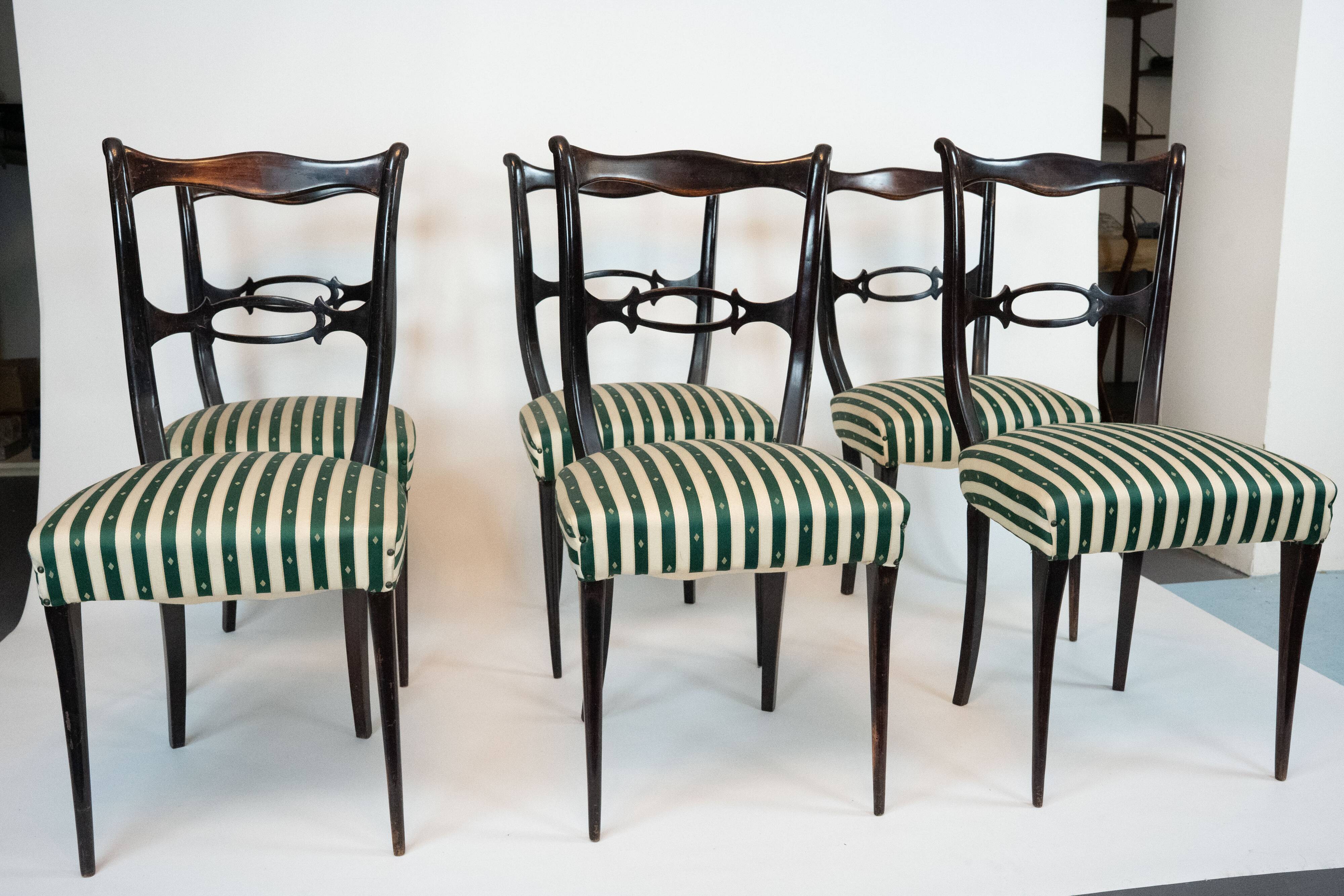 Mid-Century set of six dining chairs attributed to Paolo Buffa. Italy 1950s