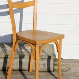 Set of 6 Baumann chairs, light beech, 1960