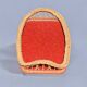 Vintage rattan tray, red Formica and scoubidou