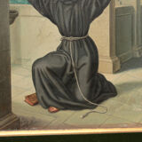 Ancienne peinture religieuse École Espagnole Saint François