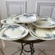 Set of 8 flat plates Terre de Fer Salins model "Rocailles" late nineteenth