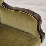Fauteuil danois en tissu vert et chêne, 1960