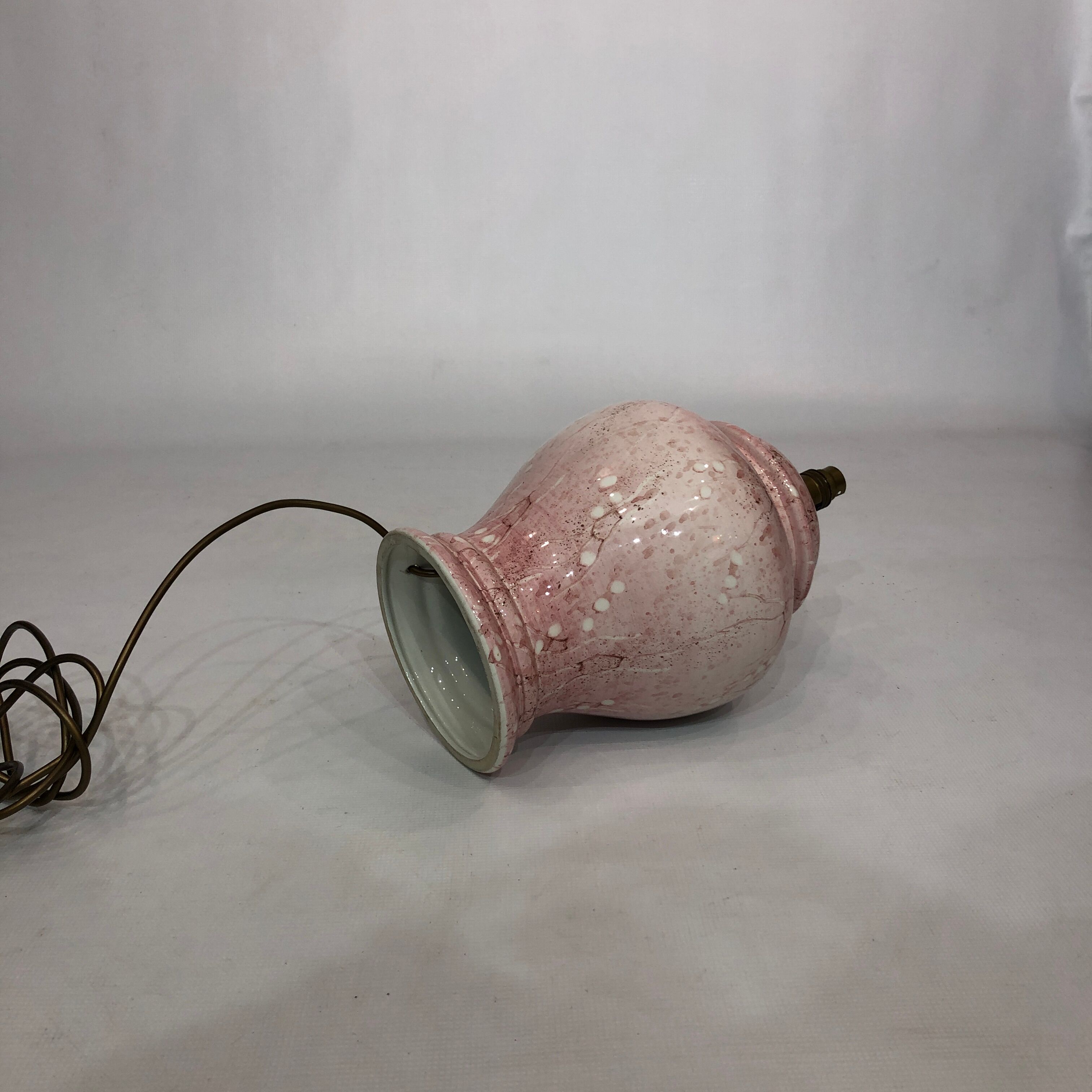 1980s Pink Ceramic Italian Table Lamp Marble Effect Vintage Urn Neo Classic