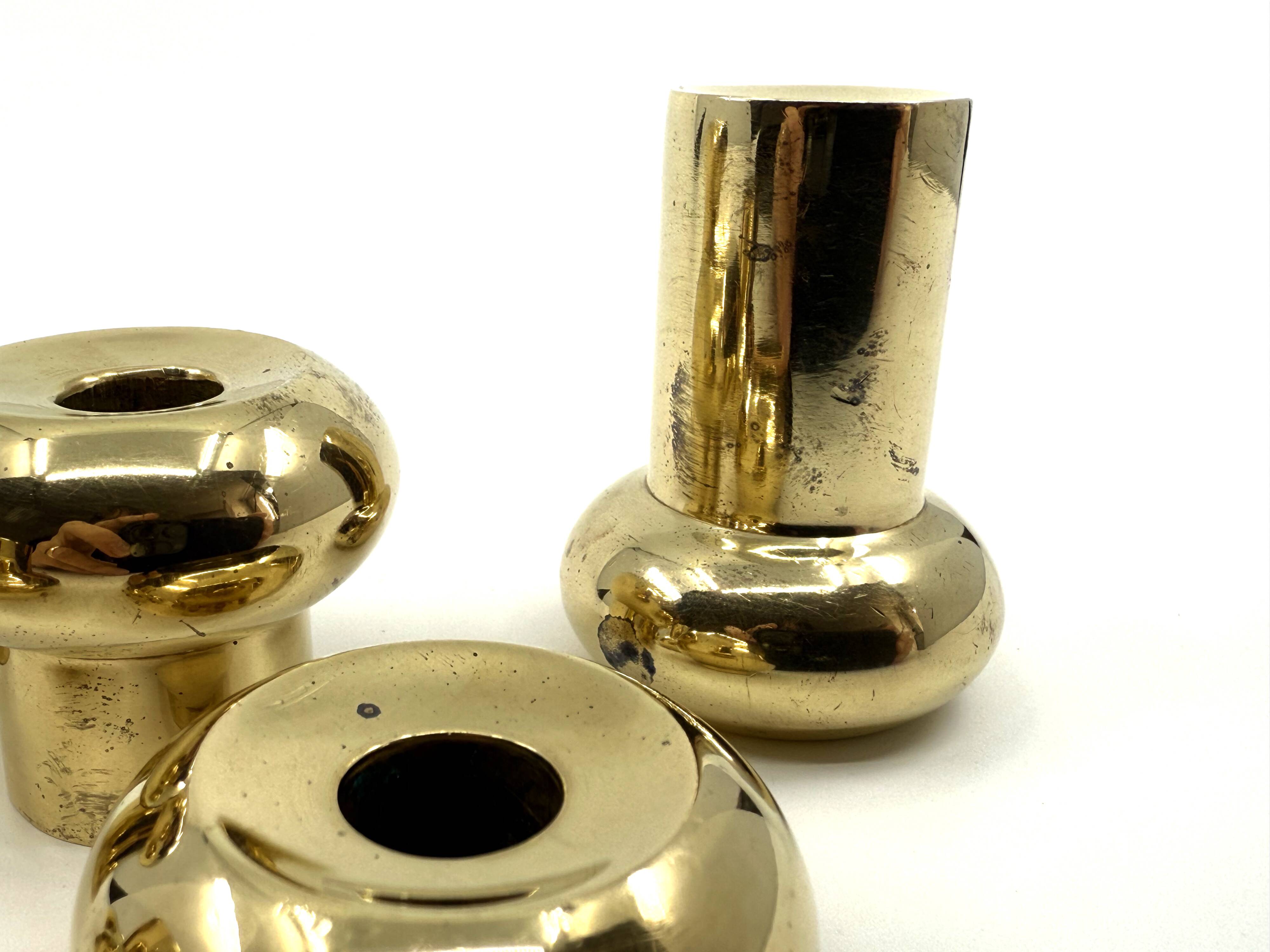 6 small brass candlesticks • Landskrona Mässing • Sweden • Circa 1978