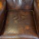 Dark brown cow leather English style armchair