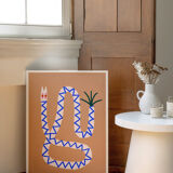 Pop-up Christmas 22 - Blue zigzag snake wall poster 50cm*70cm