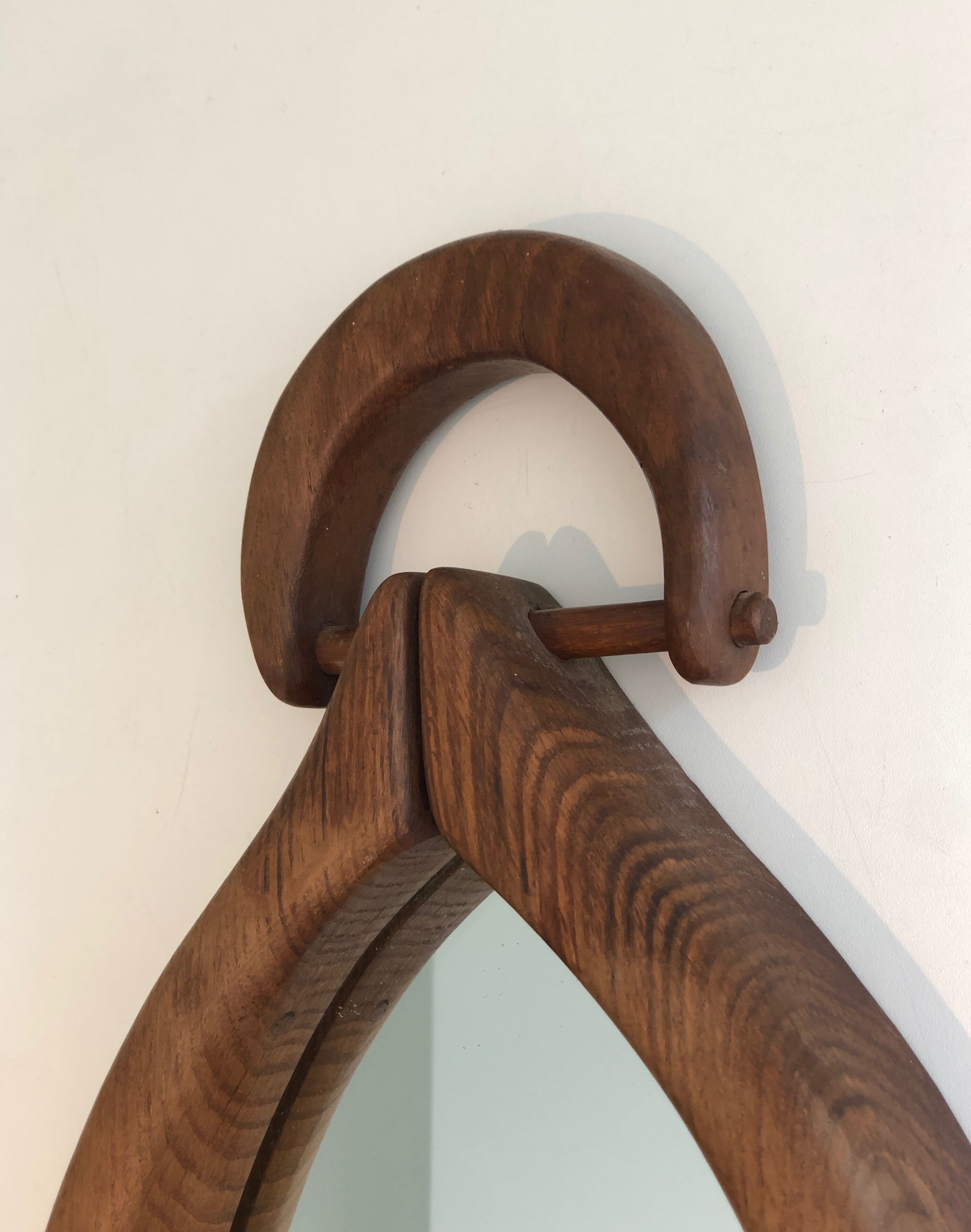 Brutalist mirror in oval shape 1950 - 30,5x59,5cm