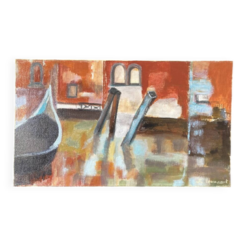 Semi-abstract painting "Venice" 27 x 46