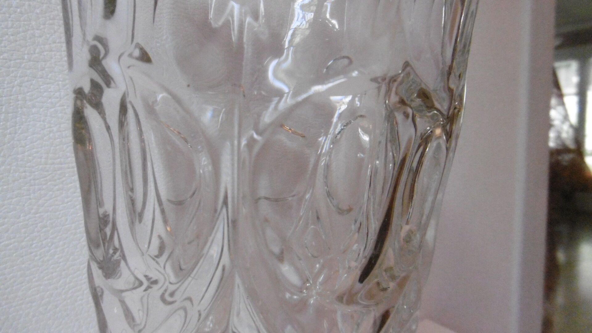 Transparent faceted crystal vase