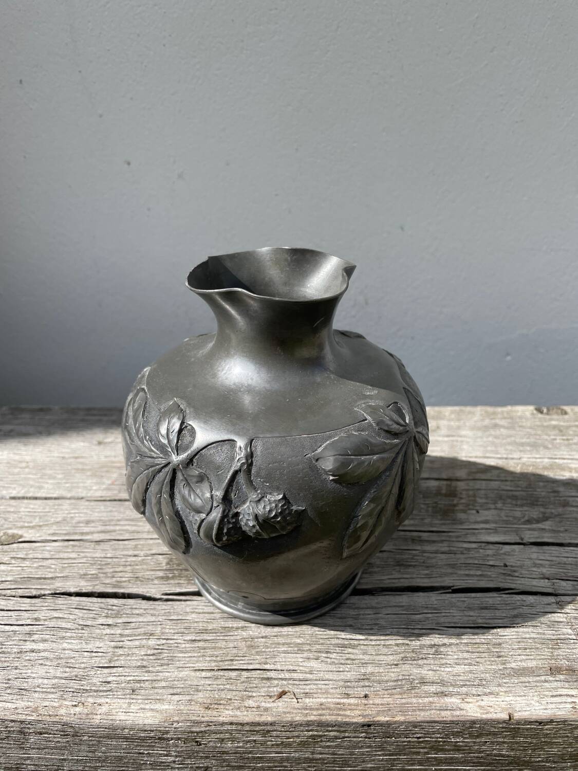Art Nouveau pewter vase signed Cortesi