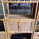 Bookcase, cannage in 3 modules and smoked glass trays - 70s