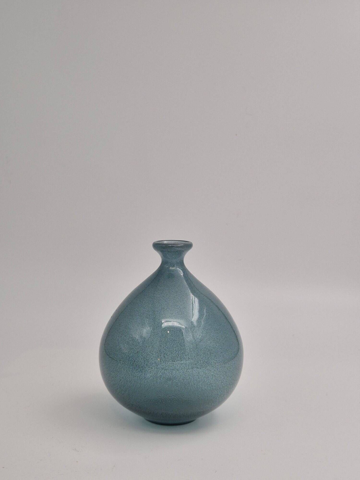 Erik Höglund, balloon-shaped blue glass vase for Boda, Sweden, mid-20th century.