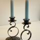 Vintage Black Patina Metal Candlesticks