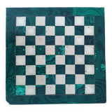 Malachite and white marble chessboard