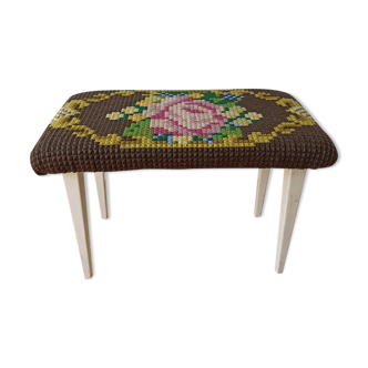 Design stool, tapestry fabric, RETRO 50s - 60s