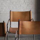 Set of 4 tubular dining chairs in Bauhaus style, in the manner of Marcel Breuer, 1970s
