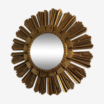 Miroir soleil oeil de sorcière doré vintage 1960 - 40 cm