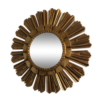Miroir soleil oeil de sorcière doré vintage 1960 - 40 cm