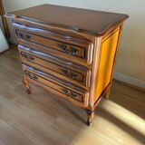 Vintage wooden chest of drawers, Louis XV style with curved drawers