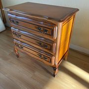 Vintage wooden chest of drawers, Louis XV style with curved drawers