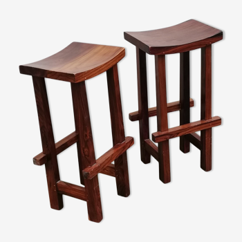 Pair of vintage stools solid rosewood