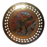 Enamelled brass bowl with peacock decoration