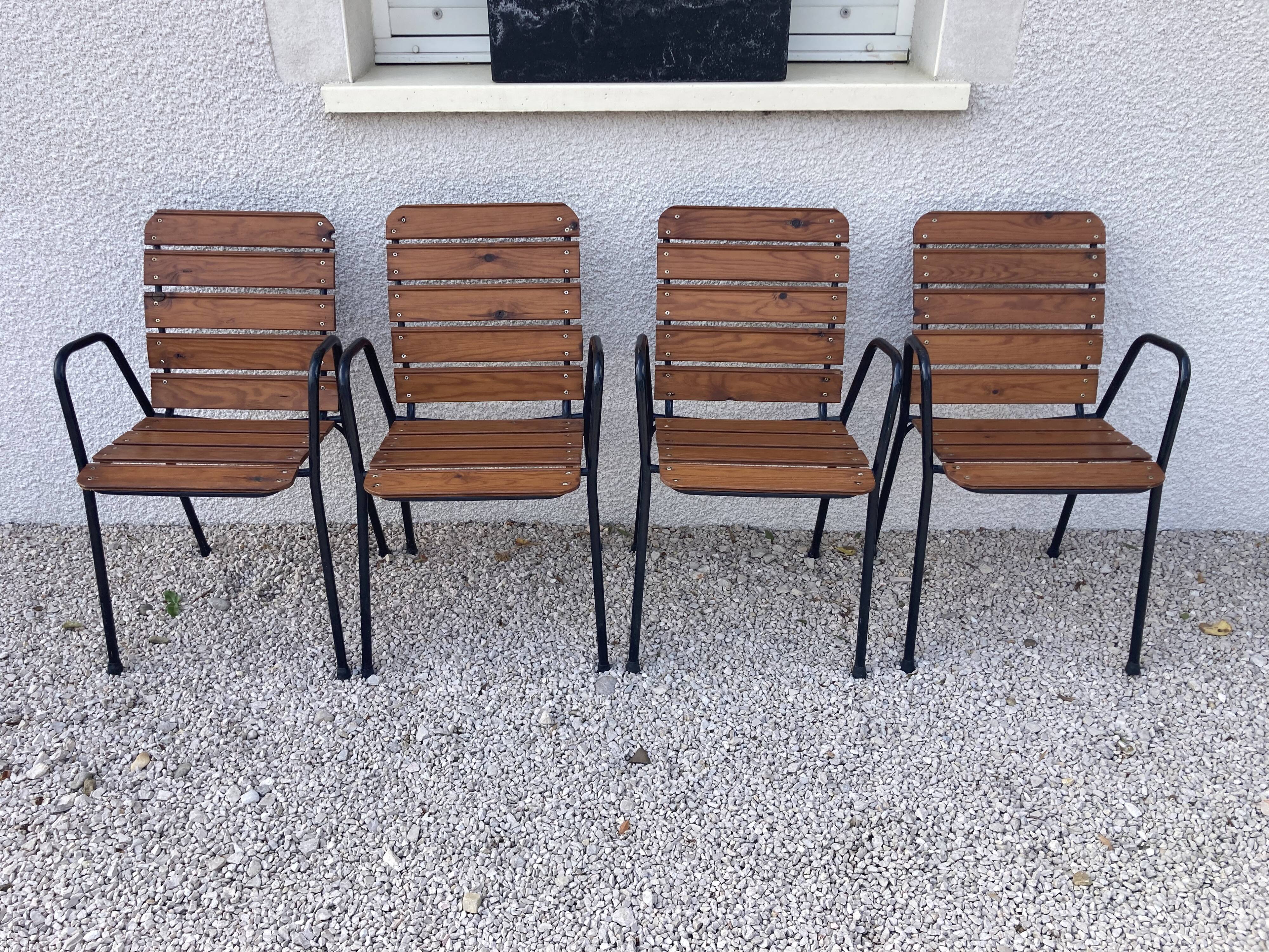 4 industrial style garden armchairs