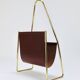 Porte-revues Carl Auböck II Midcentury, laiton et cuir marron, vintage, Autriche