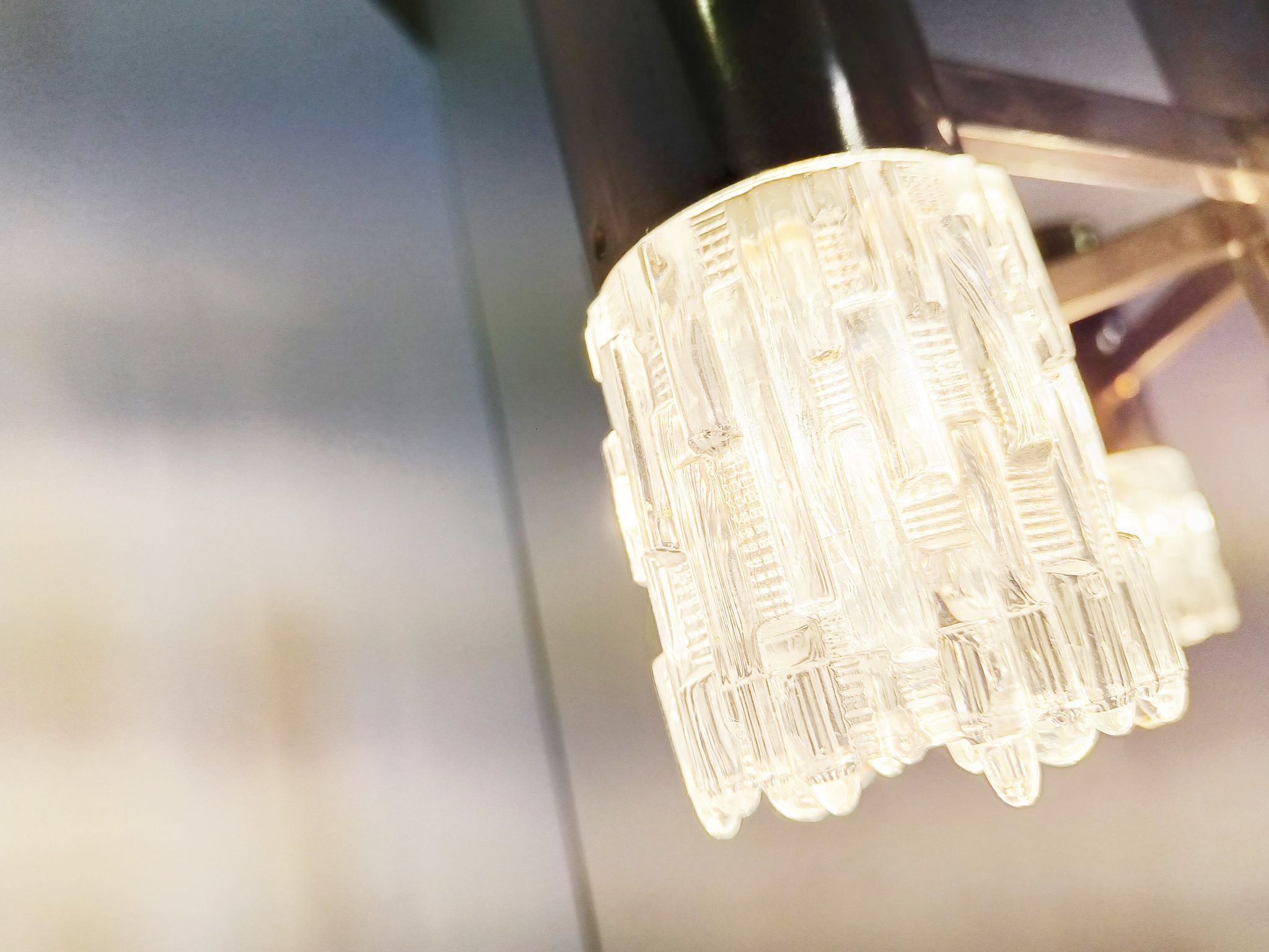 Lustre en chrome et verre, années 1970