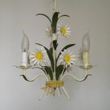 Lustre 3 feux en métal et motifs floral, France