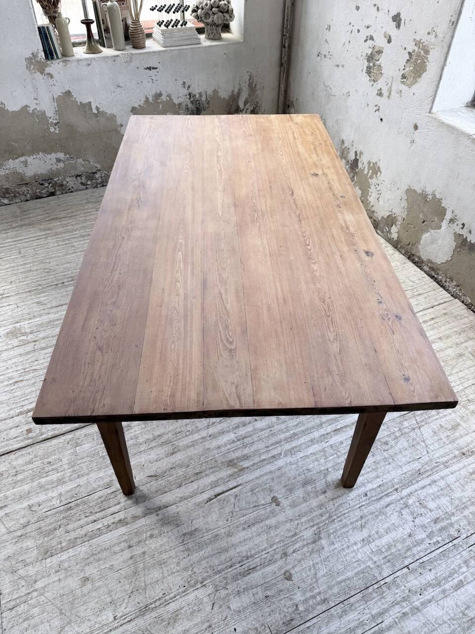 Farm table pitch pine 2 x 1 m from the 1950s