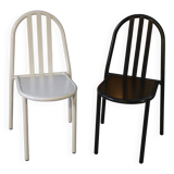 Paire de chaises blanche et noir par Mallet Stevens