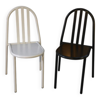 Pair of white and black chairs by Mallet Stevens