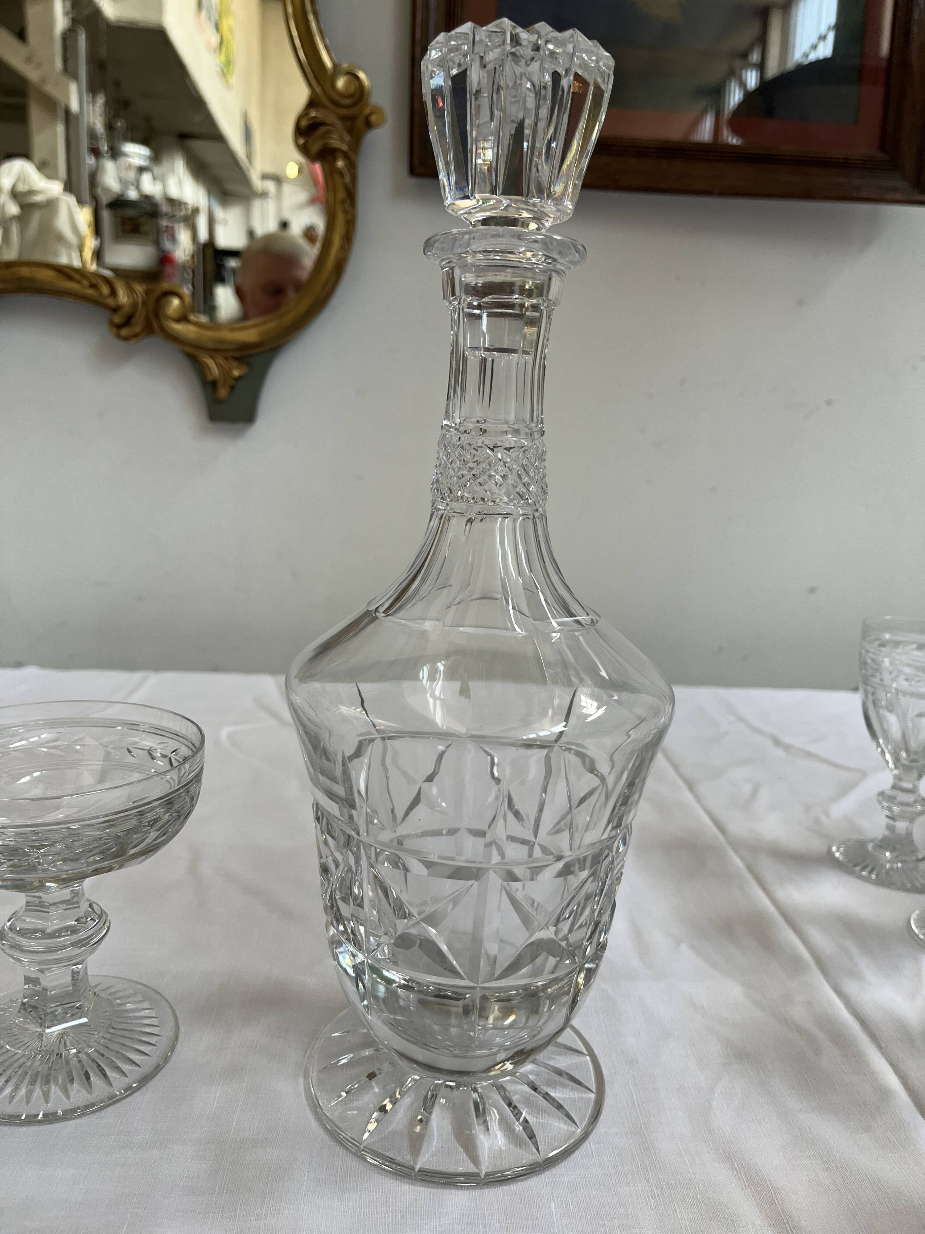 suite of 26 glasses + baccarat crystal carafe
