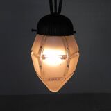 Art Deco pendant lamp with hexagonal glass shade, 1930s