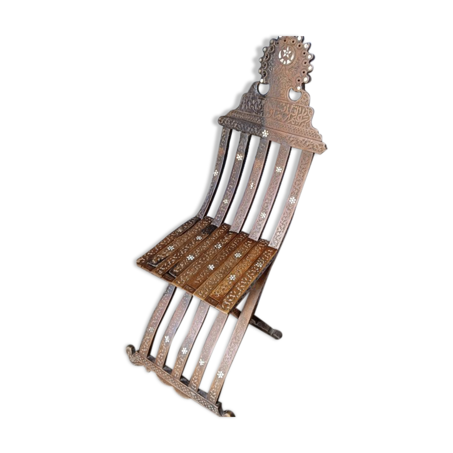 Syrian Chair early XXem carved / mother-of-pearl / foldable