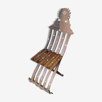 Syrian Chair early XXem carved / mother-of-pearl / foldable